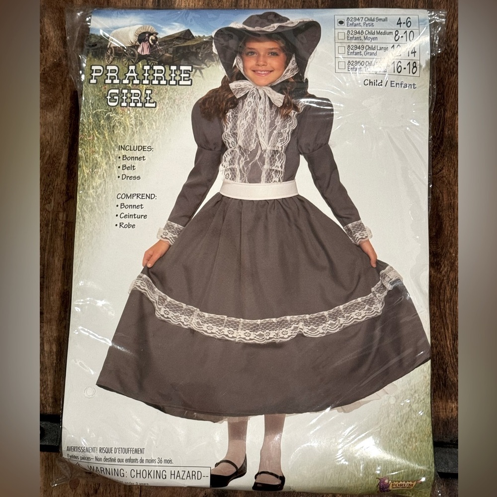 Prairie Girl color Gray with Lace by Forum Novelties- size Girl 4-6